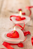 Heart shaped candles .