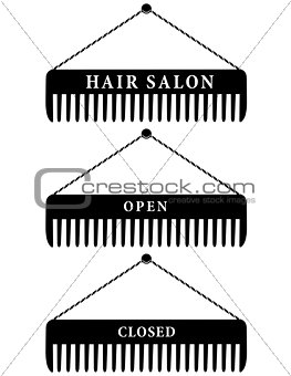 set of hair salon combs, open and closed