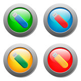 Flash card icon set on glass buttons