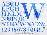 Alphabet watercolor blue