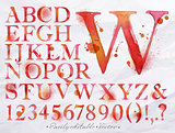 Alphabet watercolor red
