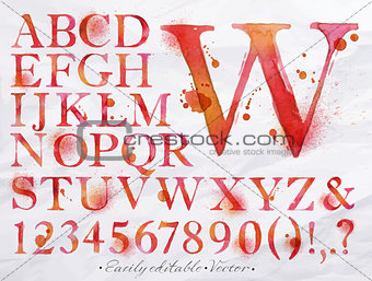 Alphabet watercolor red