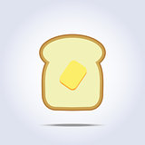 White bread toast icon with butter