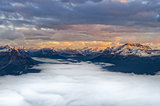Landscape view of mountain range at sunrise, Canada