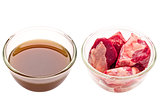 beef cubes and stock isolated