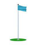 Golf hole with blue flag