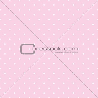 Tile vector pattern with white polka dots on pink pastel background