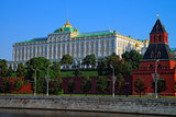 Moscow Kremlin palace and Taynitskaya tower