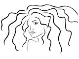 Sketch outline of woman head