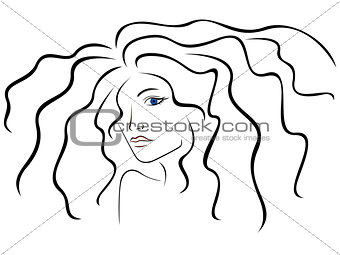 Sketch outline of woman head