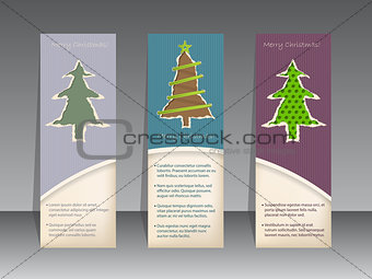 Christmas label set with ripped paper christmastrees
