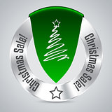 Christmas badge with green ribbon