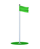Golf hole with green flag