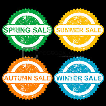 Rubber stamps with texr spring sale, sumer sale, autumn sale and