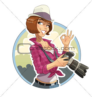 Photographer girl with camera