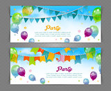 Party banner with flags and ballons