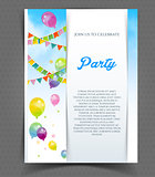 Party banner with flags and ballons