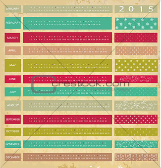 Vintage calendar for 2015