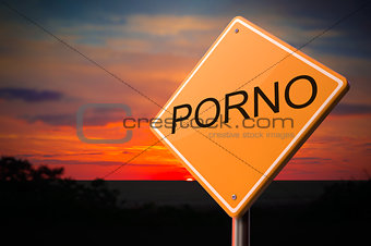 Porno on Warning Road Sign.