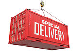 Special Delivery - Red Hanging Cargo Container.