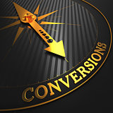 Conversions - Business Background. Golden Compass Needle.