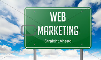 Web Marketing on Highway Signpost.