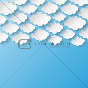 Abstract background with paper clouds
