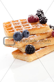 Delicious waffles with berries.