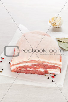 Raw pork belly portion.