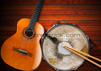 Acoustic Guitar and Old Snare Drum