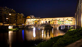 Ponte Vecchio night view over Arno  river in Florence