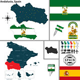 Map of Andalusia, Spain