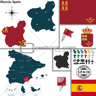 Map of Murcia, Spain
