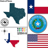 Map of state Texas, USA
