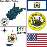 Map of state West Virginia, USA