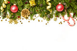 Christmas Decorations border  isolated on white background  