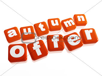 autumn offer - text in orange cubes