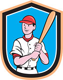 American Baseball Player Bat Shield Cartoon