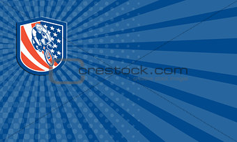 Business card Bicycle Rider USA Flag Shield Retro