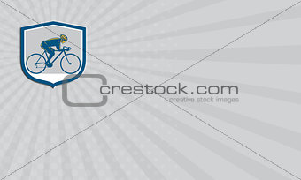 Business card Cyclist Riding Mountain Bike Shield Retro