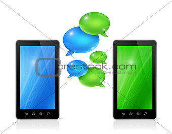 Speech bubbles and mobile phones