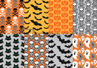 Halloween seamless patterns, vector