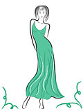 Graceful lady in turquoise gown