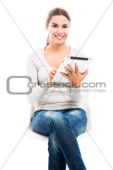 Female student with a tablet
