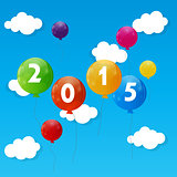 Color Glossy Balloons 2015 New Year Background Vector Illustrati