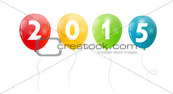 Color Glossy Balloons 2015  New Year Background Vector Illustrat