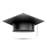 Isolated Realistic Black Student Hat. Vector Illustration.
