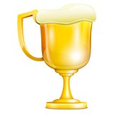 Beer With Froth In Golden Mug. Vector Illustration.
