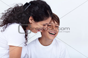 Mother and son sharing a funny moment