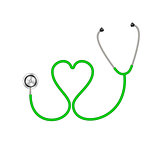 Stethoscope in shape of heart in green design